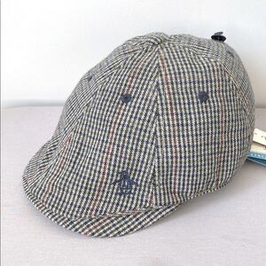 Original Penguin Plaid Wool Blend Cap Blue Gray sz L Retro Street Dead Stock